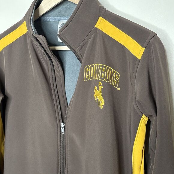 Wyoming Cowboys Russell Jacket Mens Small Brown Gold Full Zip Fleece Lined - Picture 4 of 11